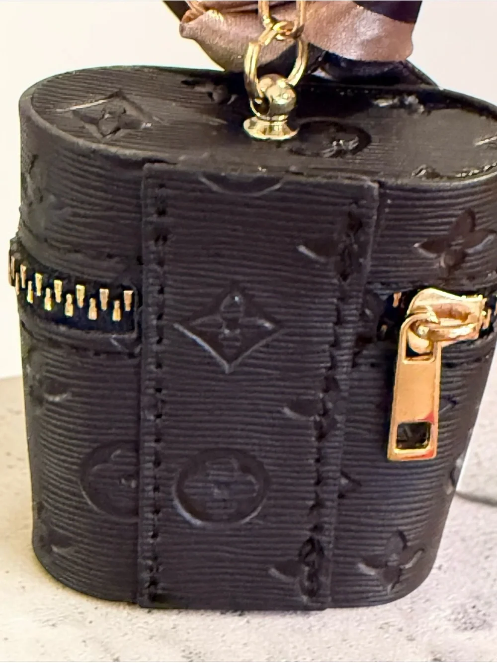 Keychain Backpack Charm Mini Bag Small Lipstick Pouch Black W Silk Like Scarf